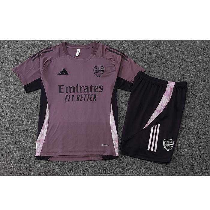 Chandal del Arsenal Manga Corta 2024-2025 Gris Purpura - Pantalon Corto